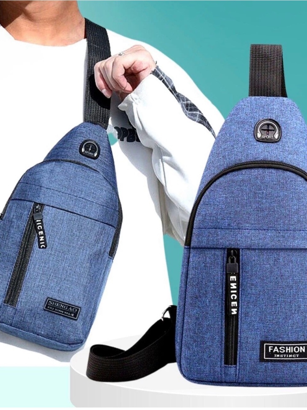 Blue Crossbody Sling Bag for Men -